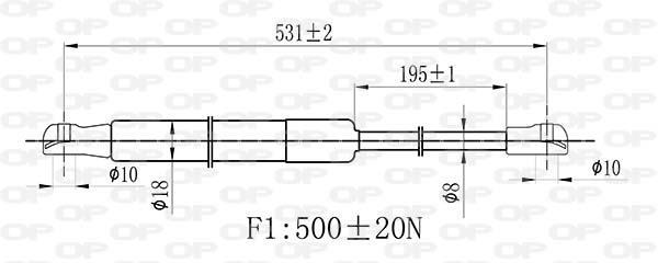 Vérin (Vérin de hayon) OPEN PARTS ref. GSR6472.00