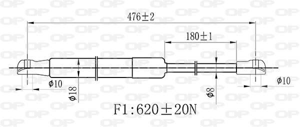 Vérin (Vérin de hayon) OPEN PARTS ref. GSR6479.00