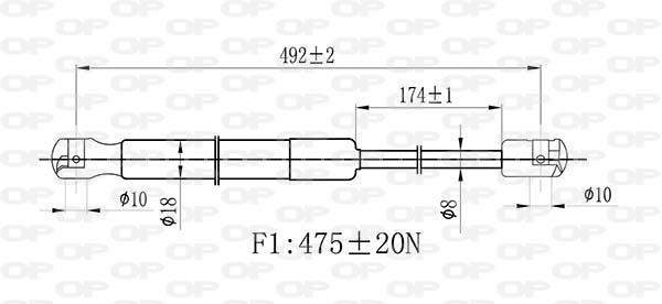 Vérin (Vérin de hayon) OPEN PARTS ref. GSR6495.00