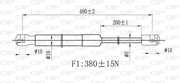 Vérin (Vérin de hayon) OPEN PARTS ref. GSR6505.00