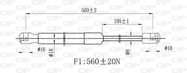 Vérin (Vérin de hayon) OPEN PARTS ref. GSR6512.00