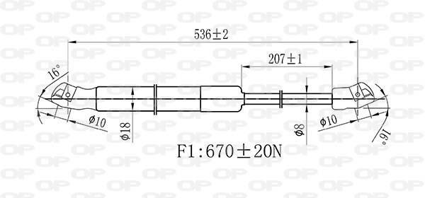 Muelle neumático OPEN PARTS ref. GSR6515.00