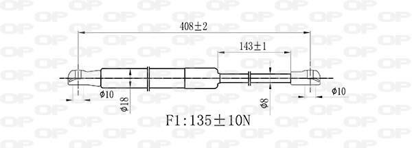 Vérin (Vérin de hayon) OPEN PARTS GSR6518.00