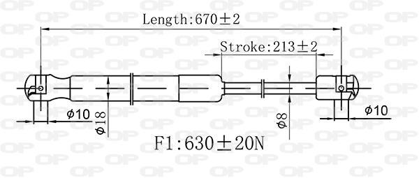 Vérin de hayon, de coffre (Vérin de hayon) OPEN PARTS ref. GSR6535.00