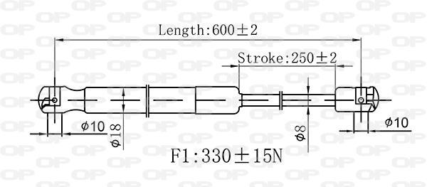 Muelle neumático, maletero/compartimento de carga OPEN PARTS ref. GSR6536.00