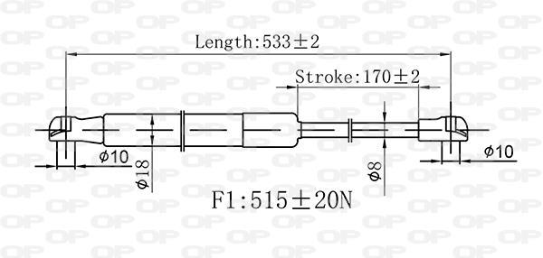 Vérin de hayon, de coffre (Vérin de hayon) OPEN PARTS ref. GSR6540.00