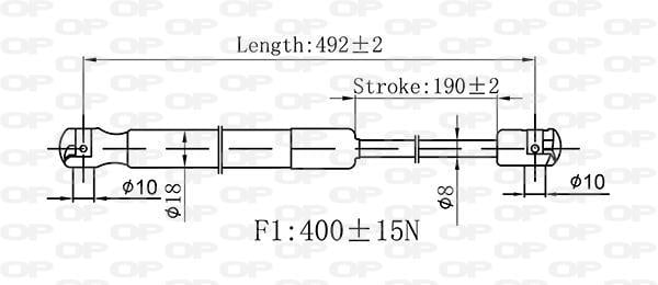 Vérin de hayon, de coffre (Vérin de hayon) OPEN PARTS ref. GSR6542.00