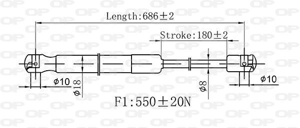 Muelle neumático, maletero/compartimento de carga OPEN PARTS ref. GSR6545.00