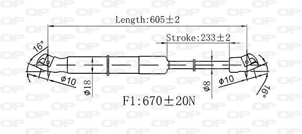 Vérin de hayon, de coffre (Vérin de hayon) OPEN PARTS ref. GSR6549.00