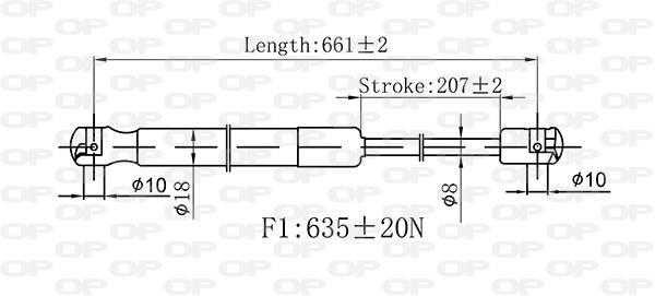 Vérin de hayon, de coffre (Vérin de hayon) OPEN PARTS ref. GSR6550.00