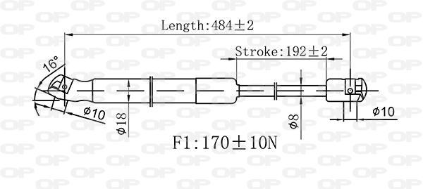 Amortecedor do capô do motor OPEN PARTS ref. GSR6562.00