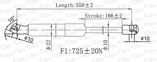 Vérin de hayon, de coffre (Vérin de hayon) OPEN PARTS ref. GSR6566.00