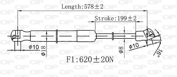 Vérin de hayon, de coffre (Vérin de hayon) OPEN PARTS ref. GSR6567.00