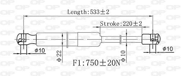 Vérin de hayon, de coffre (Vérin de hayon) OPEN PARTS ref. GSR6570.00