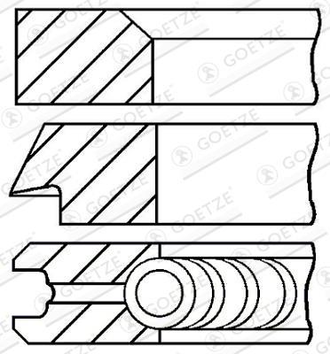 Jeu de segments de pistons GOETZE ref. 08-131300-00