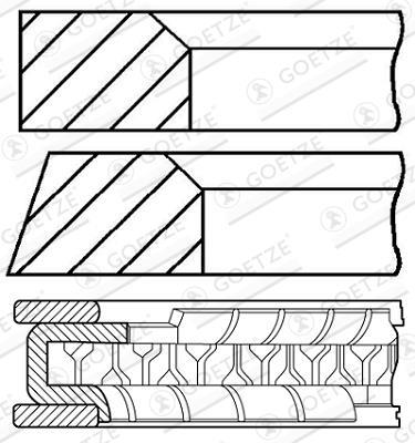 Jeu de segments de pistons GOETZE 08-154206-00