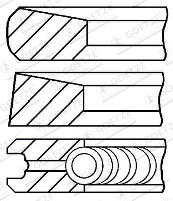 Jeu de segments de pistons GOETZE ref. 08-287107-00
