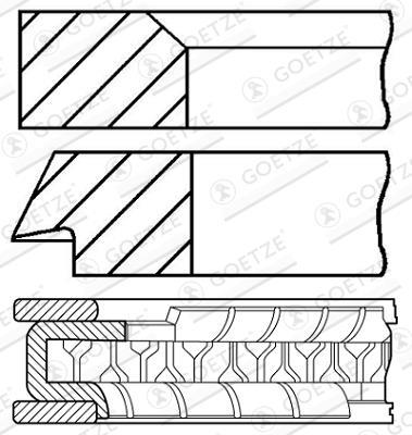 Jeu de segments de pistons GOETZE ref. 08-334300-00