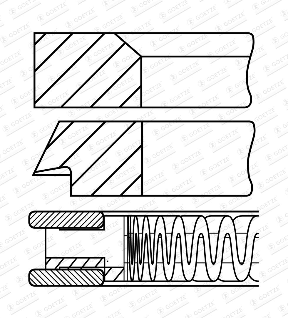 Jeu de segments de pistons GOETZE ref. 08-334600-00