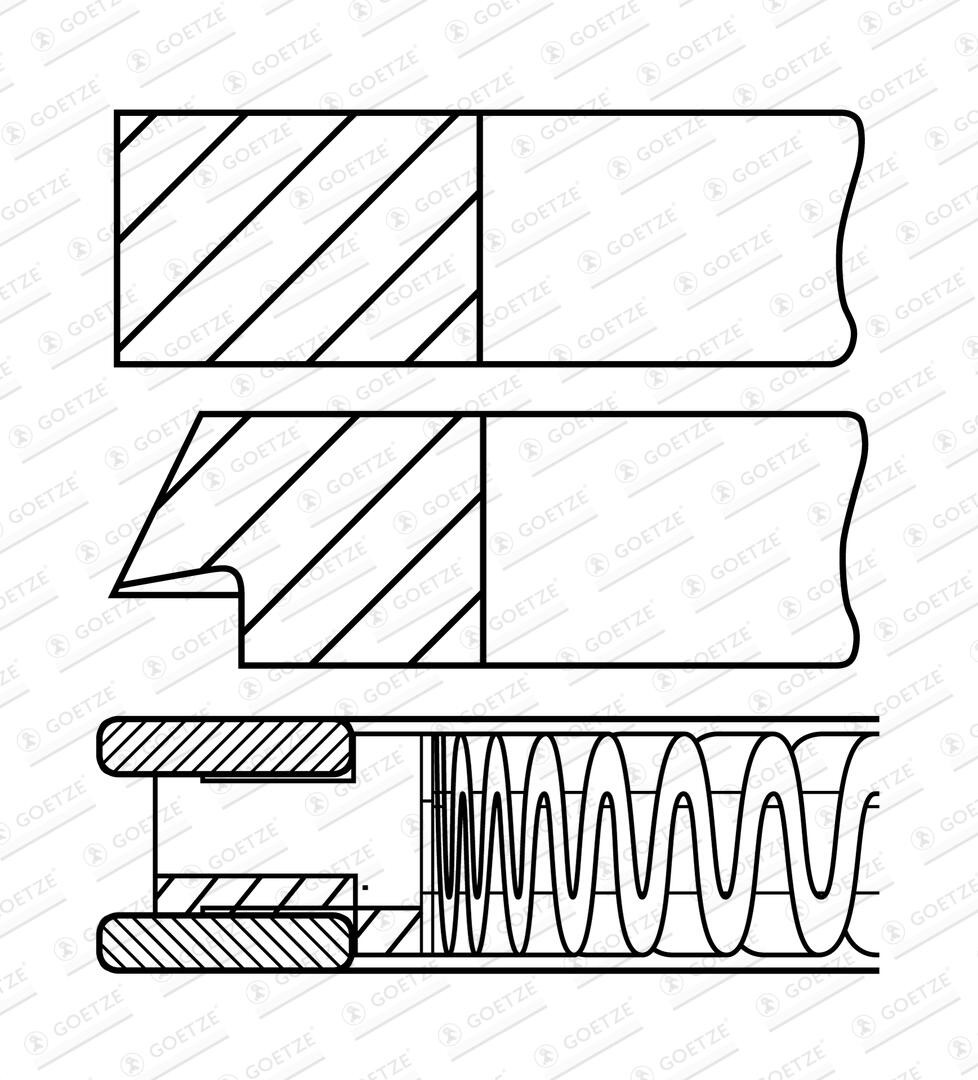 Jeu de segments de pistons GOETZE ref. 08-335600-00
