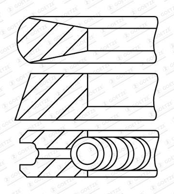 Jeu de segments de pistons GOETZE ref. 08-430407-00