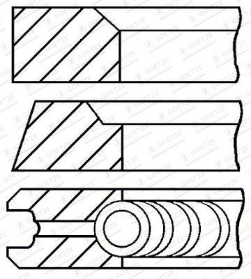 Jeu de segments de pistons GOETZE ref. 08-434200-00