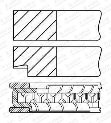 Jeu de segments de pistons GOETZE ref. 08-452207-00