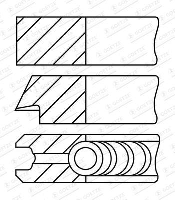 Jeu de segments de pistons GOETZE ref. 08-452700-00