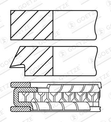 Jeu de segments de pistons GOETZE ref. 08-452800-00
