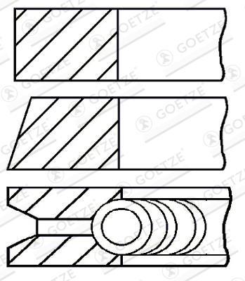 Jeu de segments de pistons GOETZE ref. 08-961800-00