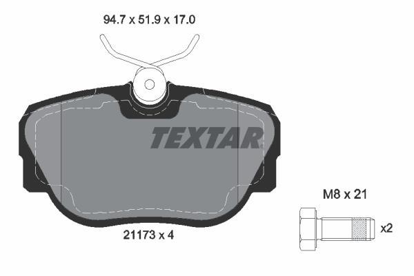 Jogo de 4 pastilhas de travão TEXTAR 2117302