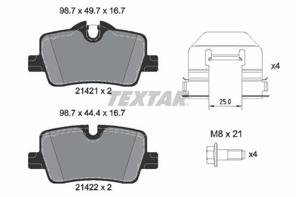 Jeu de 4 plaquettes de frein TEXTAR ref. 2142101