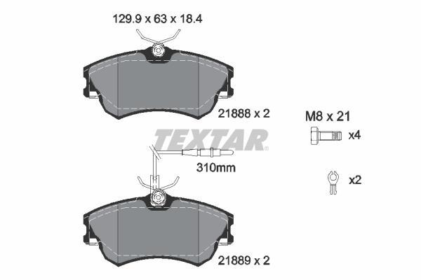 Jeu de 4 plaquettes de frein TEXTAR ref. 2188801