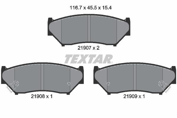 Jeu de 4 plaquettes de frein TEXTAR ref. 2190701