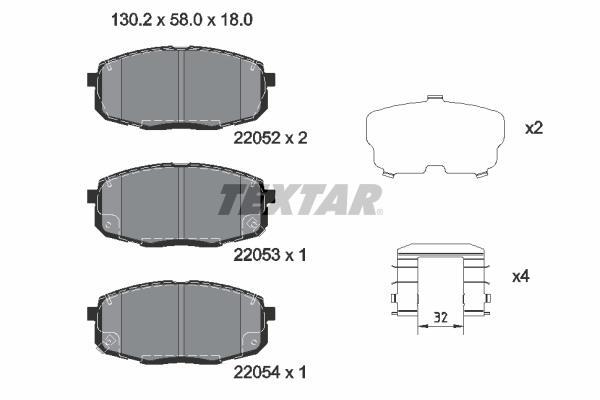 Jeu de 4 plaquettes de frein TEXTAR ref. 2205203