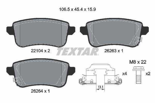 Jeu de 4 plaquettes de frein TEXTAR ref. 2210401