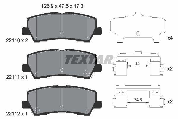 Jeu de 4 plaquettes de frein TEXTAR ref. 2211003