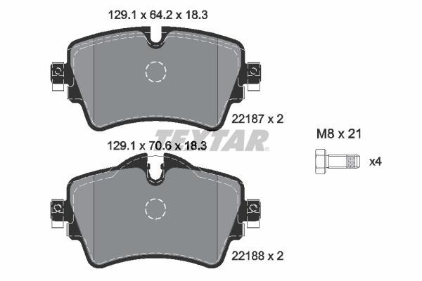 Jeu de 4 plaquettes de frein TEXTAR ref. 2218701