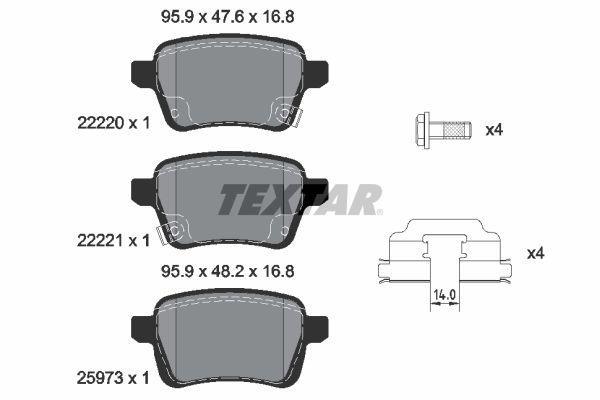 Jeu de 4 plaquettes de frein TEXTAR 2222001