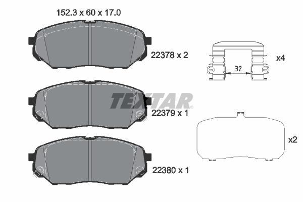 Jeu de 4 plaquettes de frein TEXTAR ref. 2237801