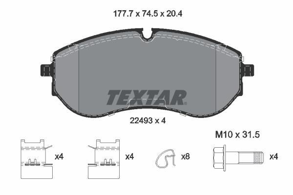 Jeu de 4 plaquettes de frein TEXTAR ref. 2249301
