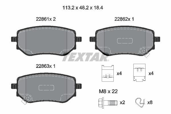 Jeu de 4 plaquettes de frein TEXTAR ref. 2286101