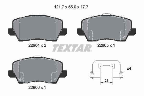 Jeu de 4 plaquettes de frein TEXTAR 2290401