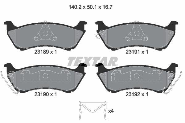 Jeu de 4 plaquettes de frein TEXTAR ref. 2318902