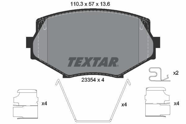 Jeu de 4 plaquettes de frein TEXTAR 2335404