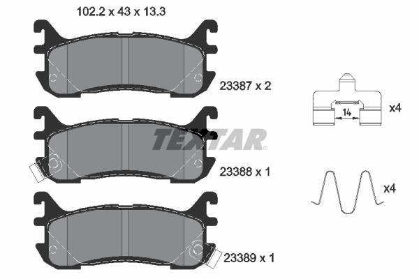 Jeu de 4 plaquettes de frein TEXTAR ref. 2338704