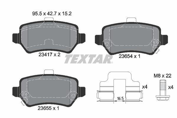Jeu de 4 plaquettes de frein TEXTAR ref. 2341703
