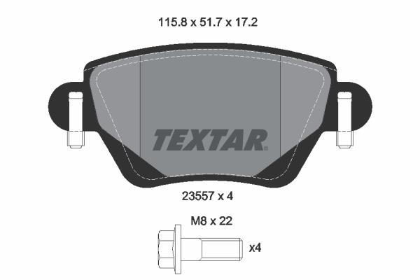 Jeu de 4 plaquettes de frein TEXTAR ref. 2355701