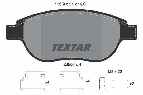Jeu de 4 plaquettes de frein TEXTAR ref. 2360001
