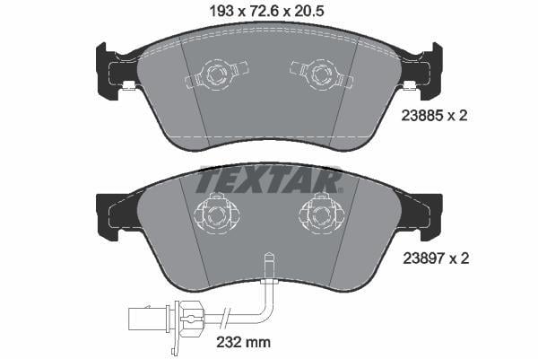 Jeu de 4 plaquettes de frein TEXTAR ref. 2388501